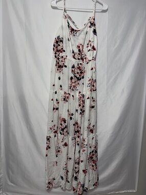 torrid White Maxi Dress with Pink Floral Print